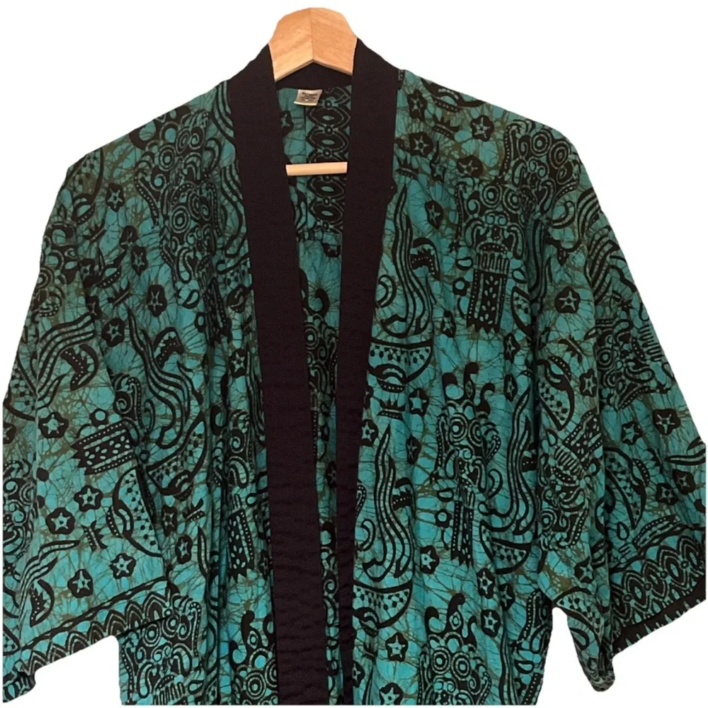 ❌SOLD❌Bali Bagus Batik Collection 100% Cotton Open Front Wide Arms - Picture 2 of 9